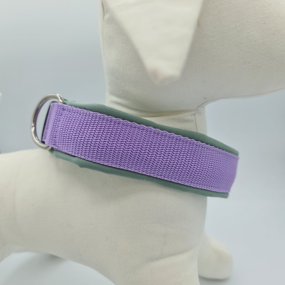 Halsband Flieder und Salbei, gepolstert & verstellbar